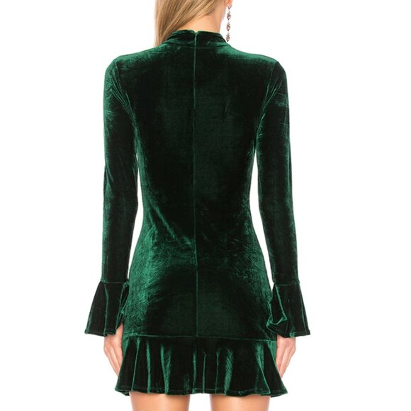 Small Lovers and Friends Green Velvet Simone Dress - Picture 2 of 5